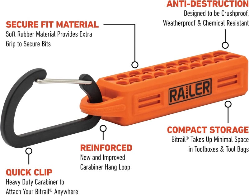 Railer Allen Wrench Hex Bit Set 2 Inch Impact Driver 20pc Hex Bit Set With A Bit Holder & Carabiner. Premium S2 Steel, Ideal For Furniture Screws - Image 4